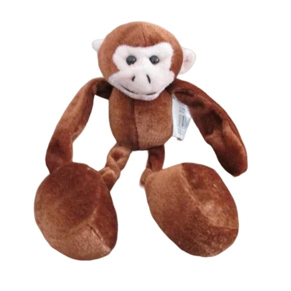 Monkey Stuffed Plush 8" Wild Animal Floppy Leg Toy Safari Jungle Hands Clasp - Picture 1 of 5